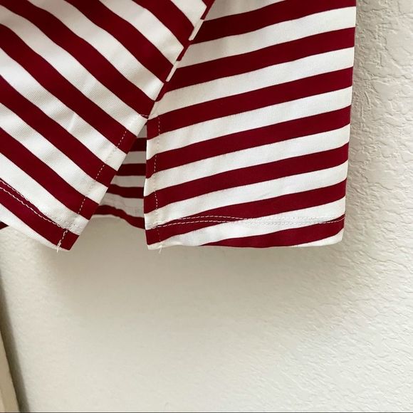 Suzanne Betro Deep Red & White Striped Top Med Lg - Picture 5 of 7